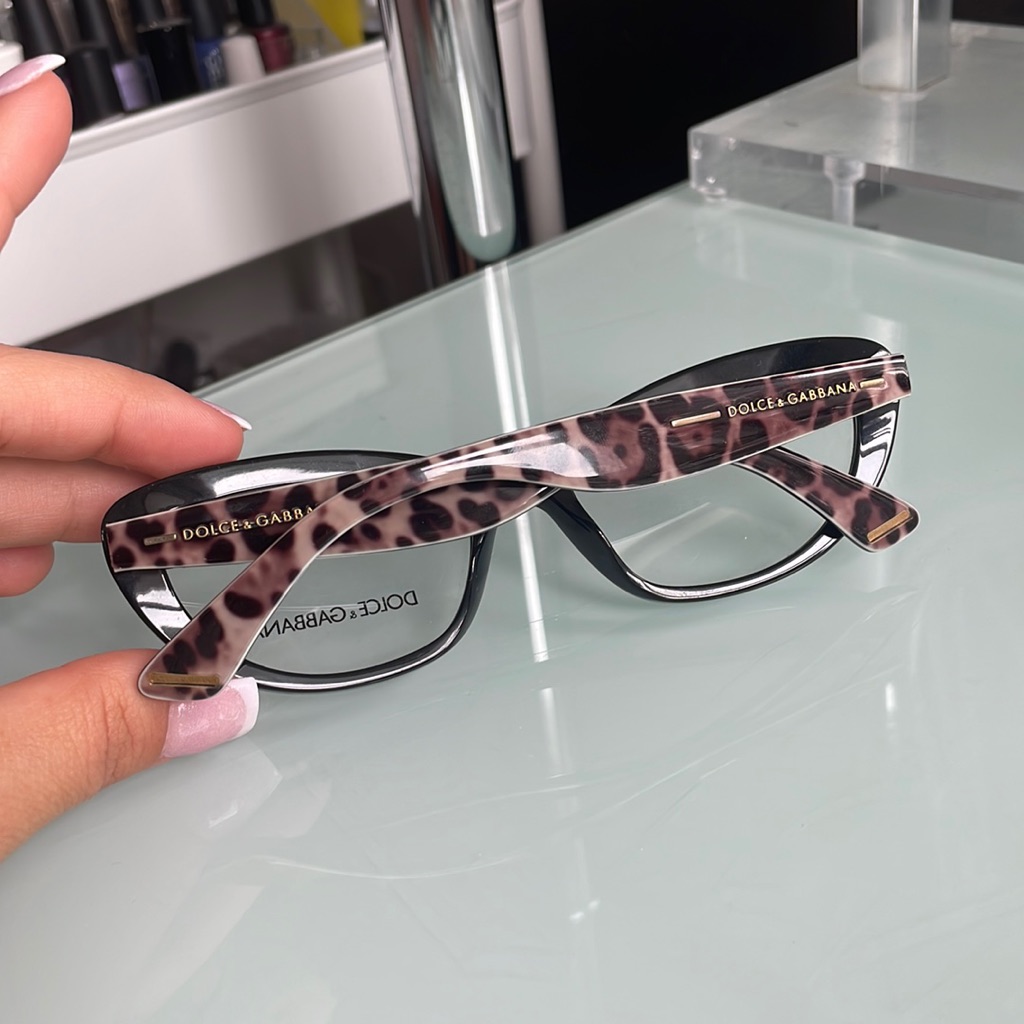 Dolce & Gabbana Black And Cheetah Print Cat-Eye Prescription Frames
